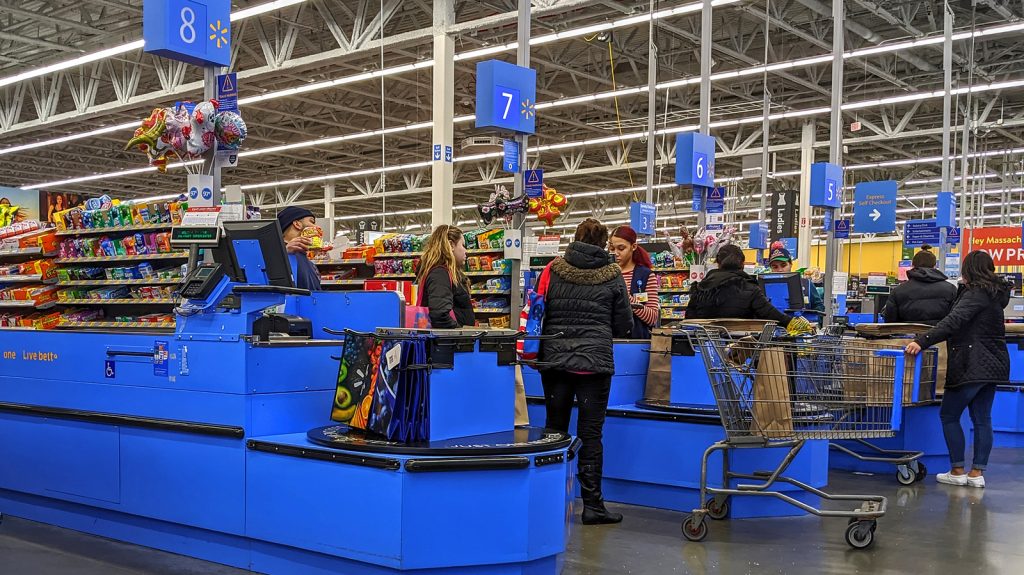 Walmart store associate at work