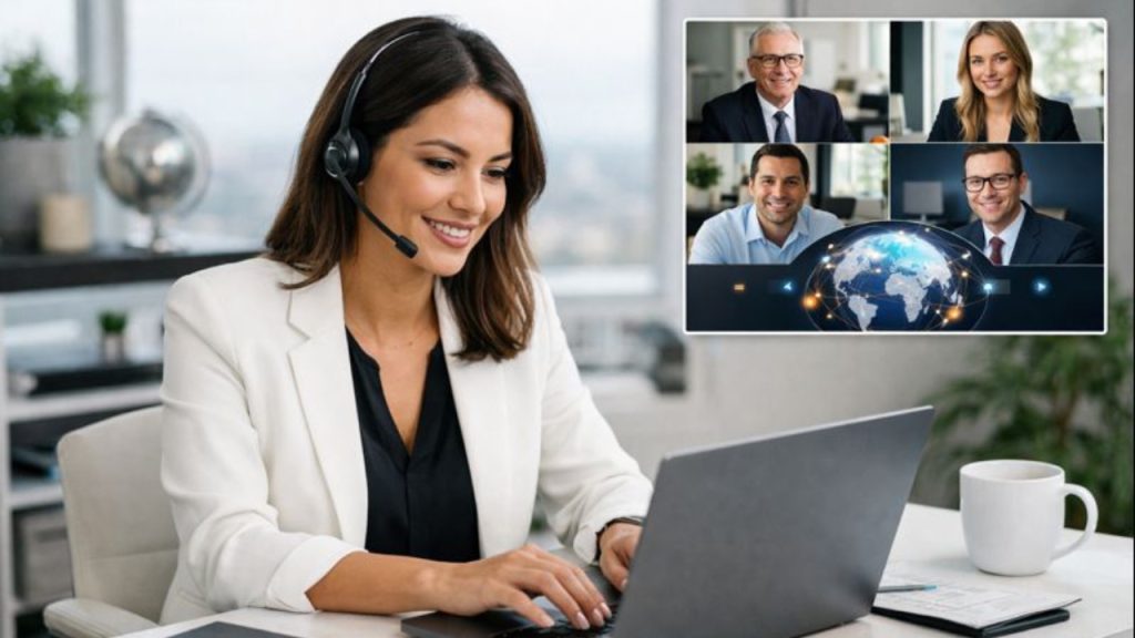 Person working remotely for a global company